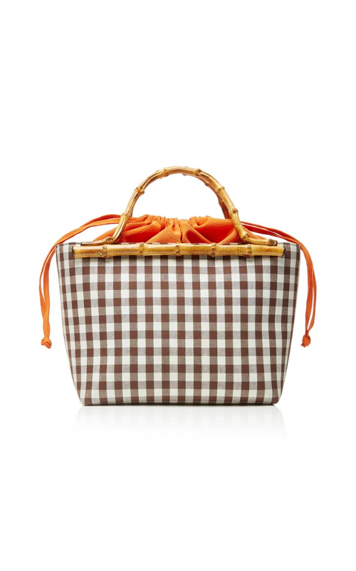 Glorinha Paranagua Monte Carlo Small Checked Cotton Basket Bag