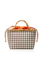 Glorinha Paranagua Monte Carlo Small Checked Cotton Basket Bag