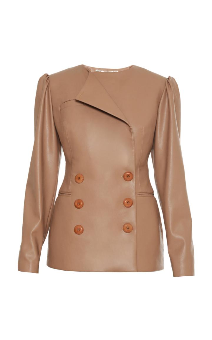 Moda Operandi Anouki Double Breasted Vegan Leather Blazer