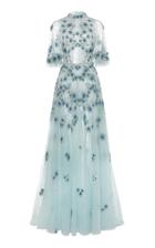 Zuhair Murad Blossom Embroidered Flutter Sleeve Gown
