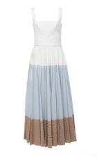 Lela Rose Pleated Cotton-blend Maxi Dress