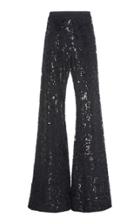 Alexis Silvestro Sequined Embroidered Crepe Flared Pants Size: S