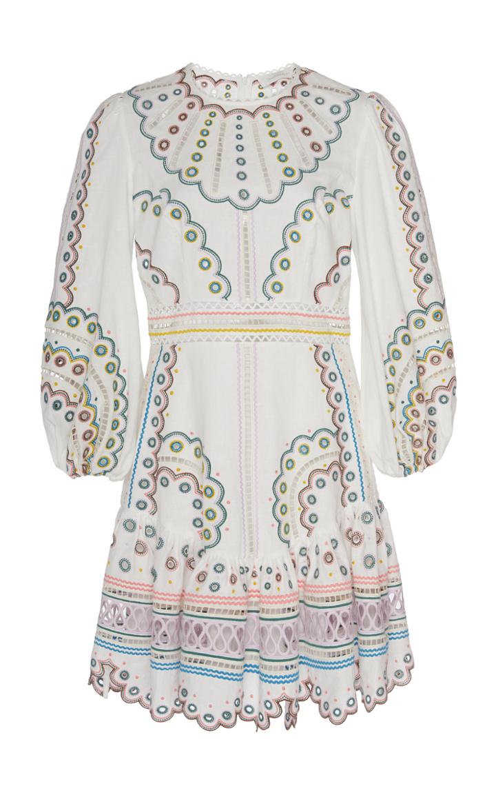 Zimmermann Peggy Broderie Anglaise Linen Mini Dress Size: 0