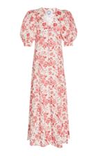 Evi Grintela Chloe Puff-sleeve Printed Cotton Maxi Dress