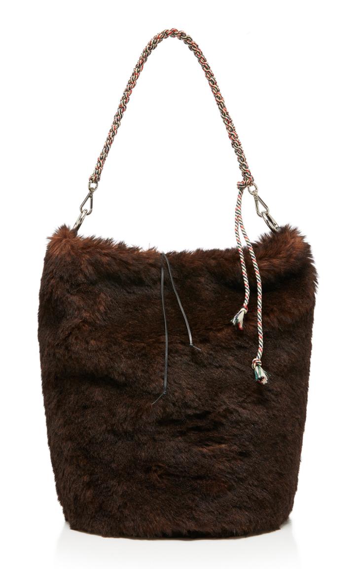 Muun Gibi Macrame-trimmed Faux Fur Tote