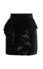 Balmain High-rise Ruffled Velvet Skirt