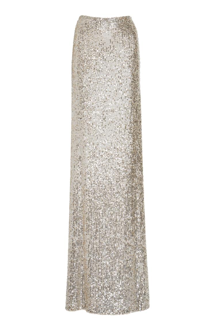 Monique Lhuillier High Waist Sequin Embellished Skirt