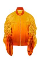 Jonathan Simkhai Ombre Satin Ruched Sleeve Bomber Jacket