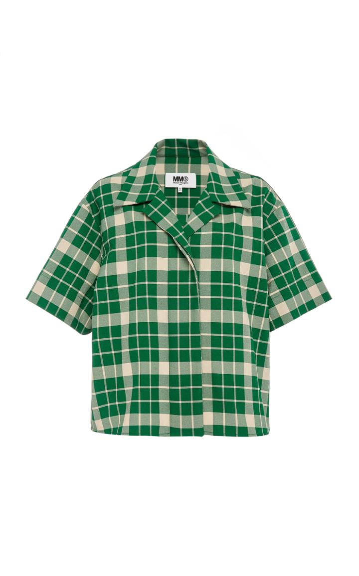 Mm6 Checked Short-sleeve Crepe Shirt