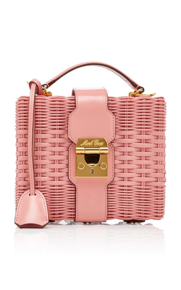 Mark Cross Harley Leather-trimmed Rattan Bag