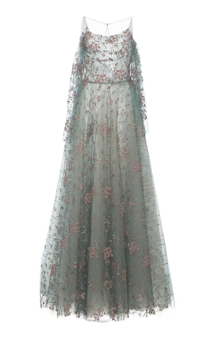 Luisa Beccaria Tulle Embroidered Floral Ball Gown