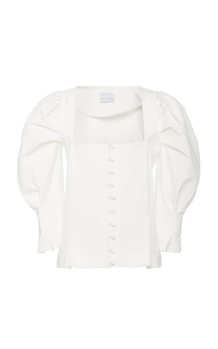 Piece Of White Bridgette Puff-sleeve Button-detailed Shirt