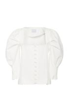 Piece Of White Bridgette Puff-sleeve Button-detailed Shirt