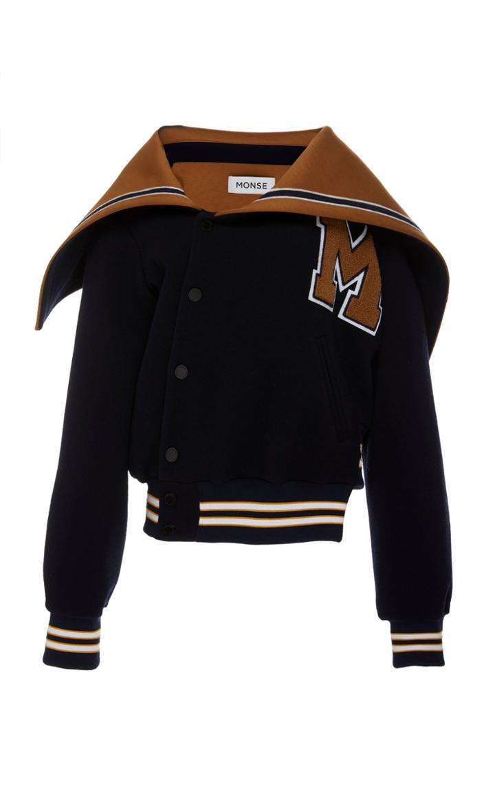 Monse Varsity Off Shoulder Monsedale Bomber Jacket