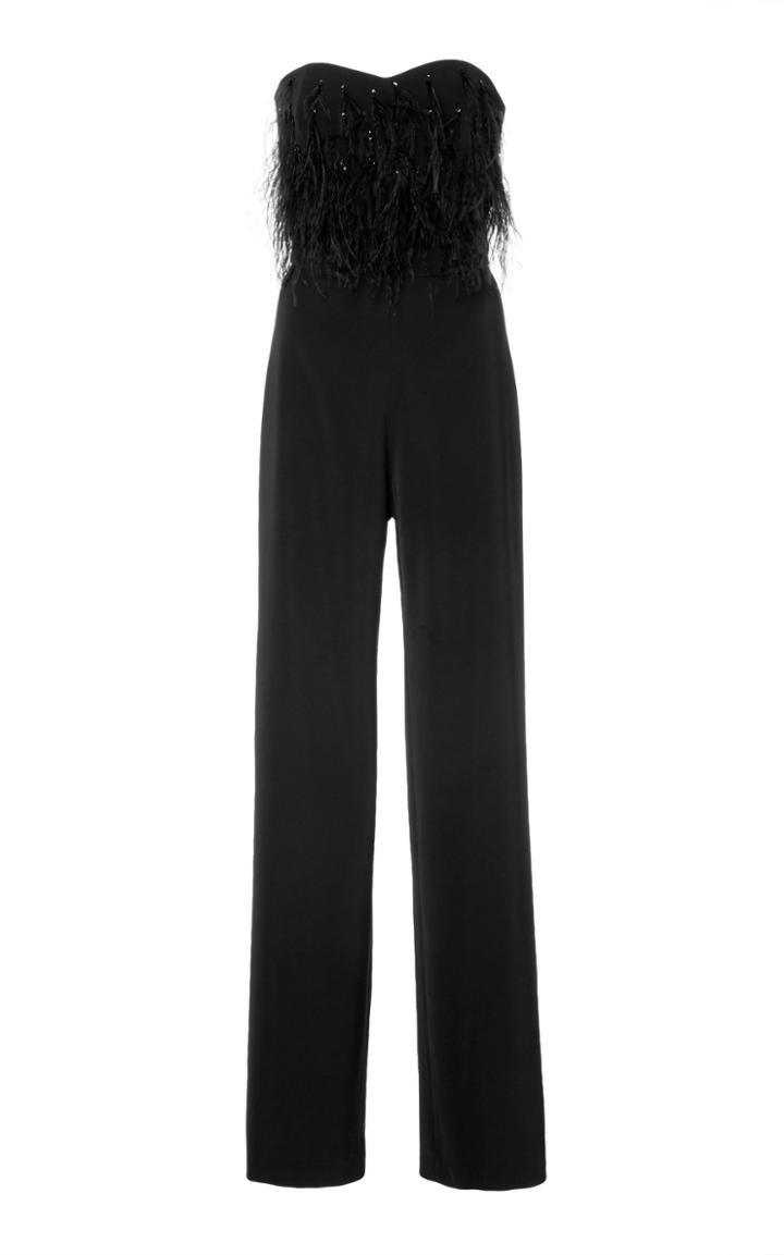 Saloni Aurelie Feathered Jumpsuit