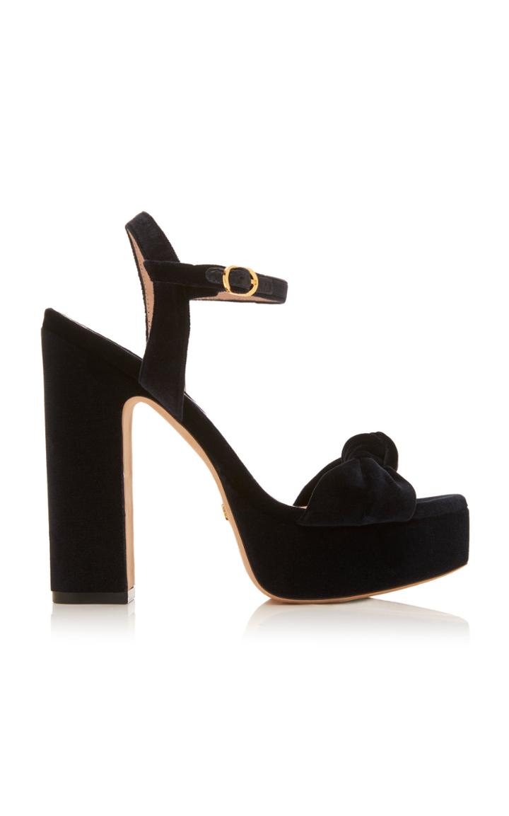 Stuart Weitzman Mirri Knotted Velvet Platform Sandals Size: 5