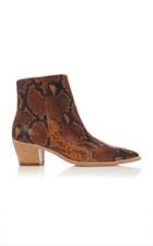 Ulla Johnson Cruz Snake-effect Leather Booties Size: 36
