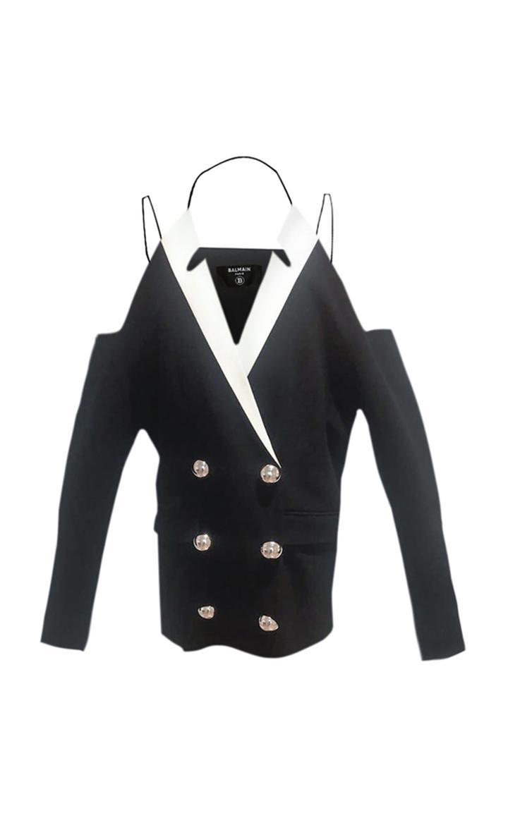 Moda Operandi Balmain Oversized Cold-shoulder Crepe Jacket Size: 38