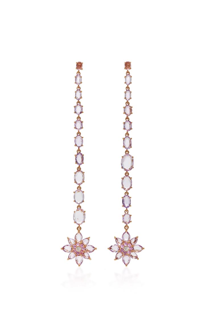 Bronia Light Pink Flower Drop Earrings