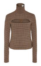 A.w.a.k.e. Mode Cutout Gingham Turtleneck Top