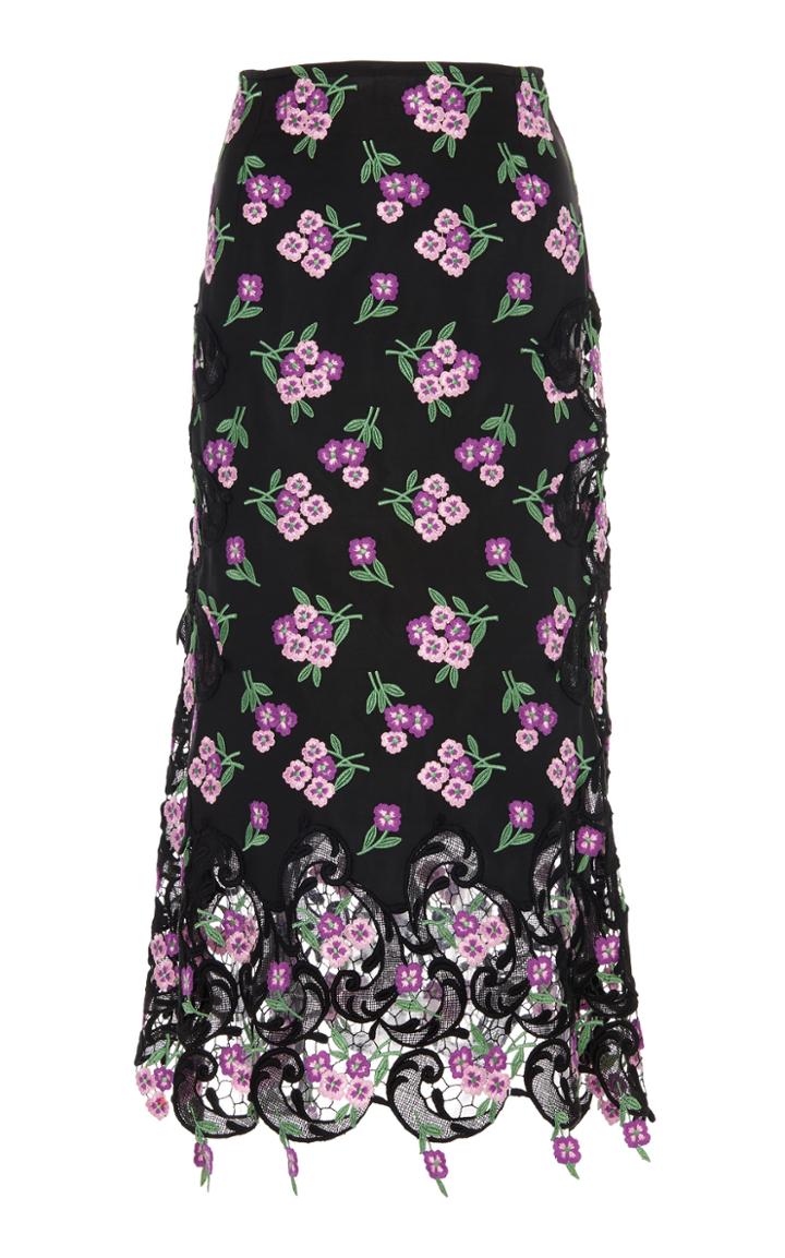 Moda Operandi Paco Rabanne Floral-appliqud Guipure-lace-trimmed Skirt Size: 34