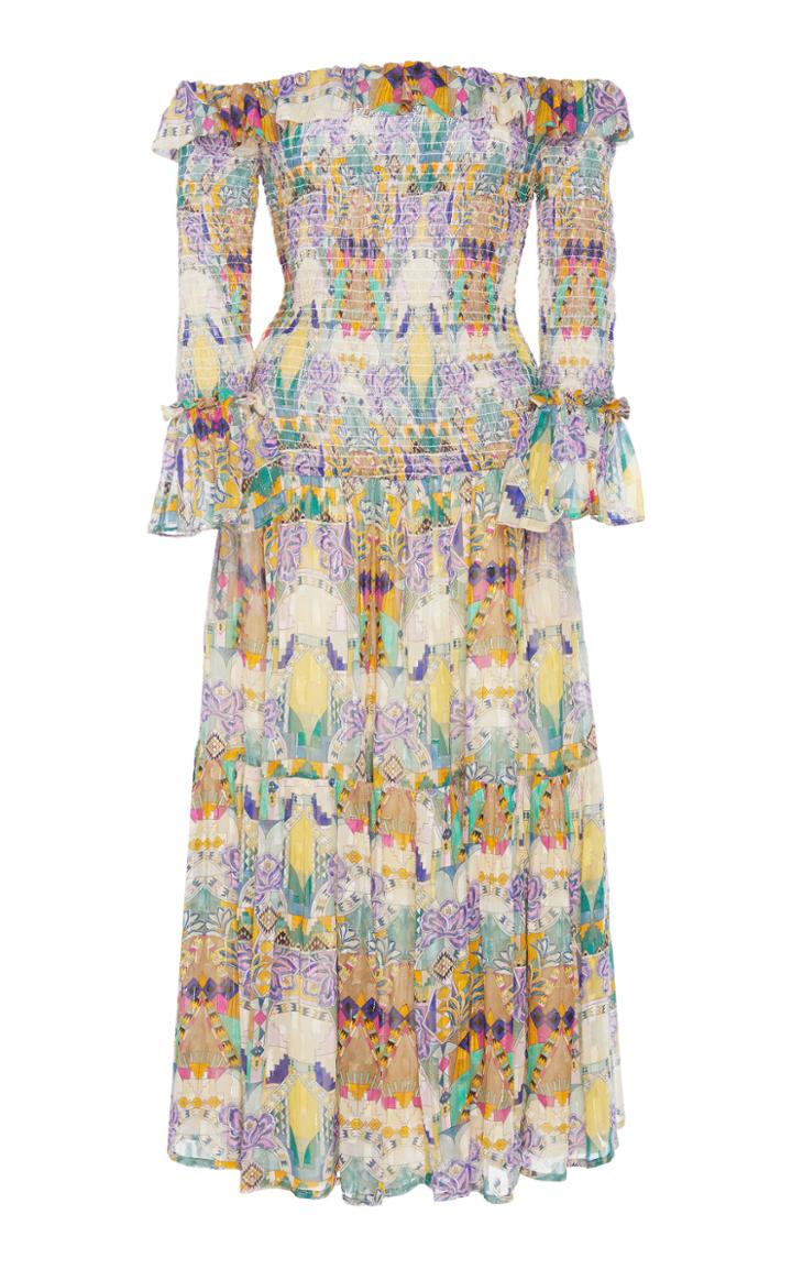 Chufy Inka Printed Off-the-shoulder Broadcloth Midi Dress