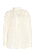 Victoria Beckham Pintucked Ruffled Silk-blend Blouse