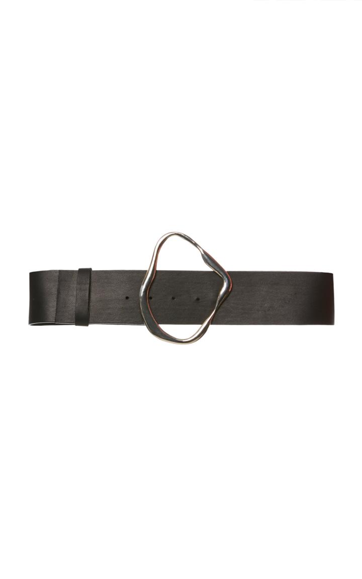 Jeffrey Dodd White Brass Buckle Leather Belt