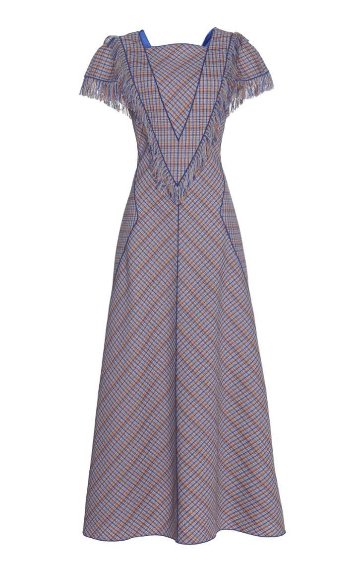 Cyclas Plaid Fringe Tweed Dress