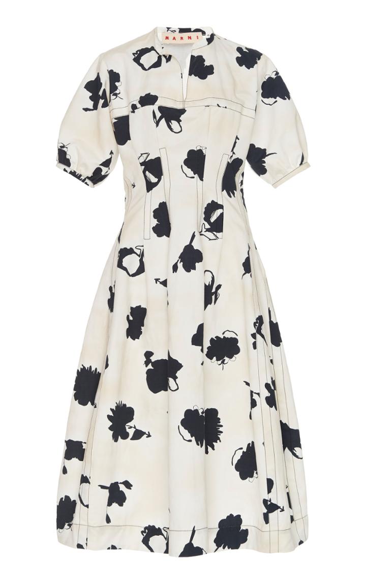 Marni Short Sleeve Woven Cotton Dress