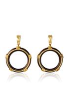 Mahnaz Collection Vintage Pair Of Wood & 18k Yellow Gold Earrings