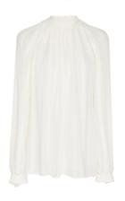 Derek Lam Long Sleeve Embroidered Cotton Trapeze Blouse
