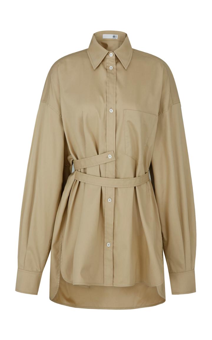 Moda Operandi Recto Double Snap Oversized Khaki Cotton Shirt