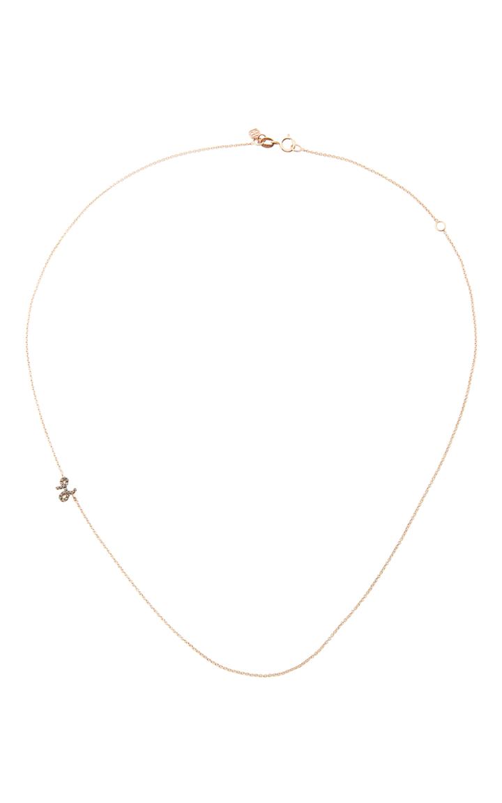 Sydney Evan Rose Gold Initial Side Oriented Necklace With Black Diamonds
