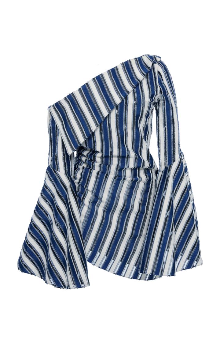 Christian Siriano Stripe Denim Bell Sleeve Tunic