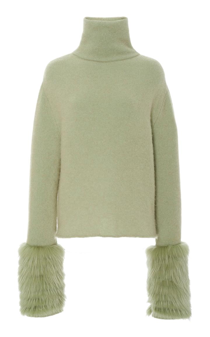 Sally Lapointe Fur-trimmed Alpaca-cashmere Blend Turtleneck