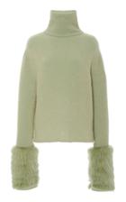 Sally Lapointe Fur-trimmed Alpaca-cashmere Blend Turtleneck