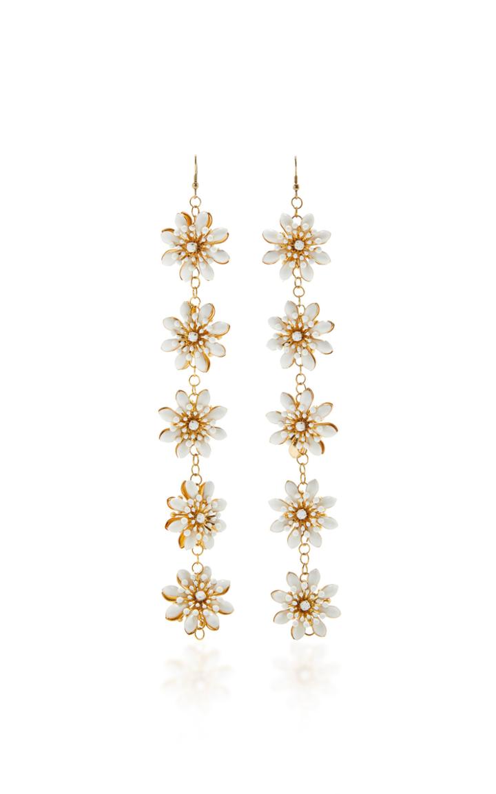 Carolina Herrera Enamel Flower Chain Earrings