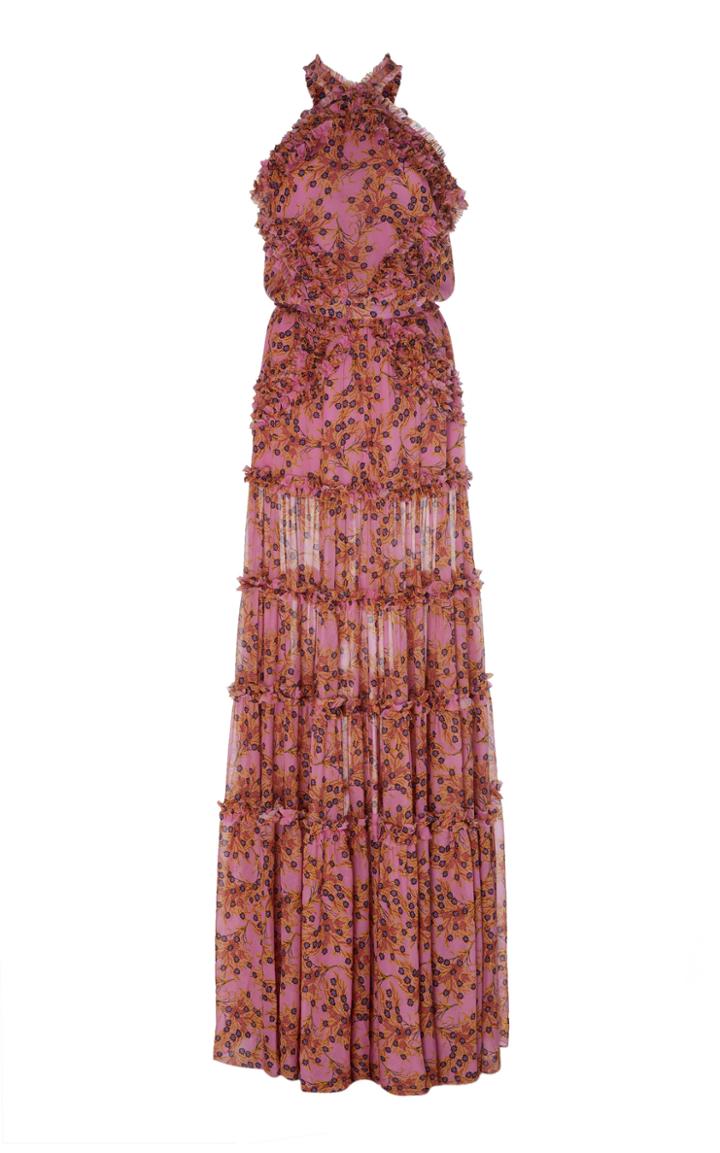 Alexis Genevra Ruffled Printed Georgette Gown