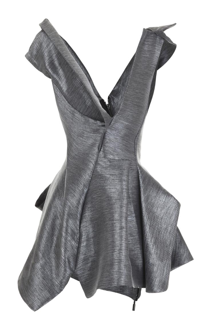 Maticevski Fritillary Pleated Metallic-knit Mini Dress