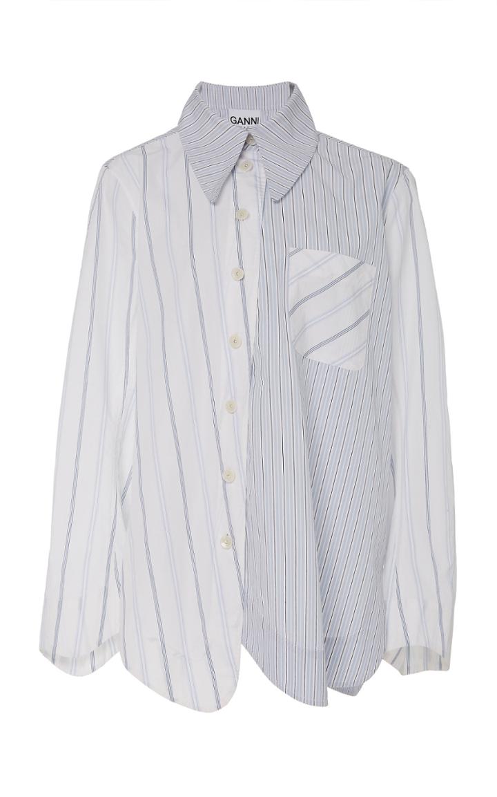 Ganni Color Block Organic Cotton Button-down