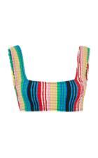 Diane Von Furstenberg Smocked Striped Bikini Top