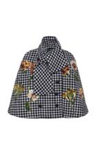 Dolce & Gabbana Checked Double-breasted Floral Appliqu Cape