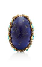 Mahnaz Collection One-of-a-kind 18k Gold Lapis Turquoise And Diamond Ring