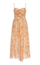 Zimmermann Peggy Bow-detailed Printed Linen-chiffon Dress