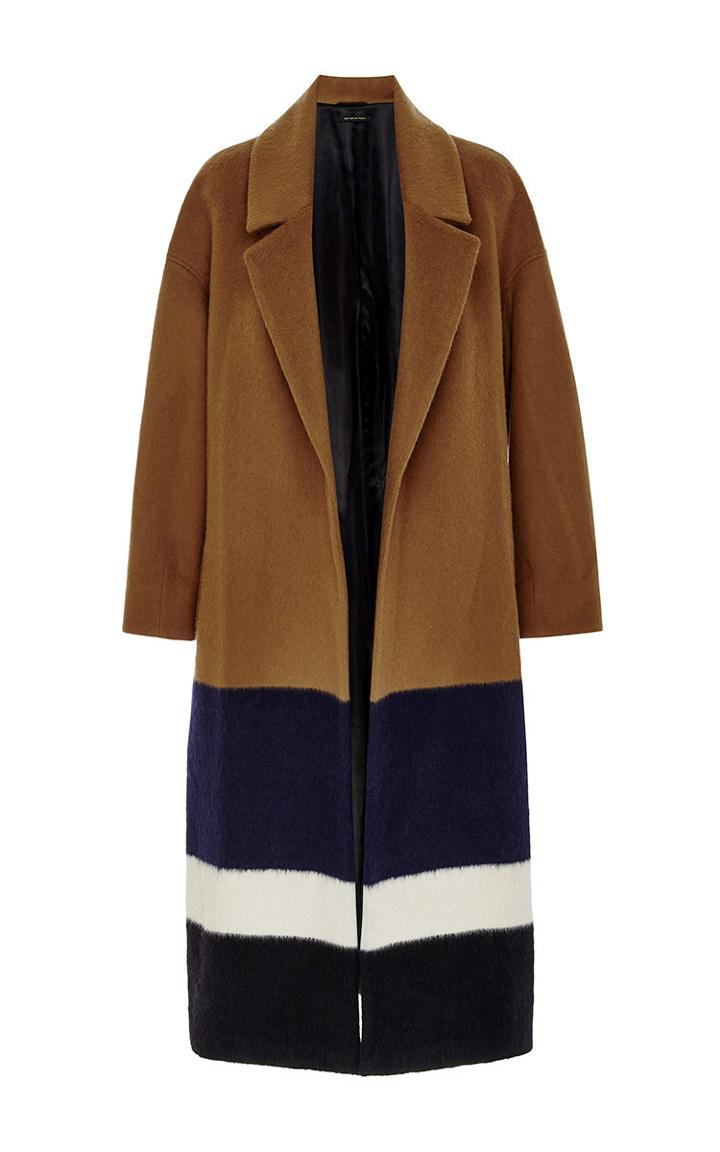 Mother Of Pearl Brampton Wool Mohair Striped Wrap Coat