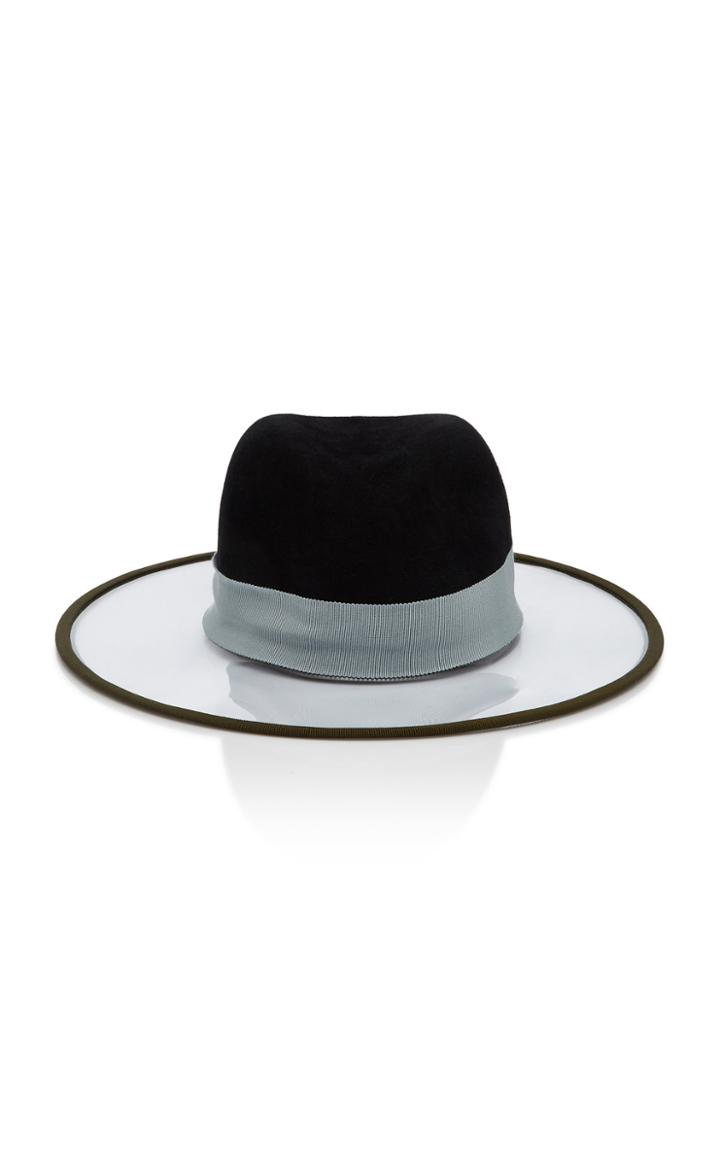 D'estree Wide Brim Vinyl And Rabbit-felt Hat Size: S