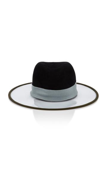 D'estree Wide Brim Vinyl And Rabbit-felt Hat Size: S