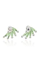 Alessandra Rich Green Crystal Fan Earrings