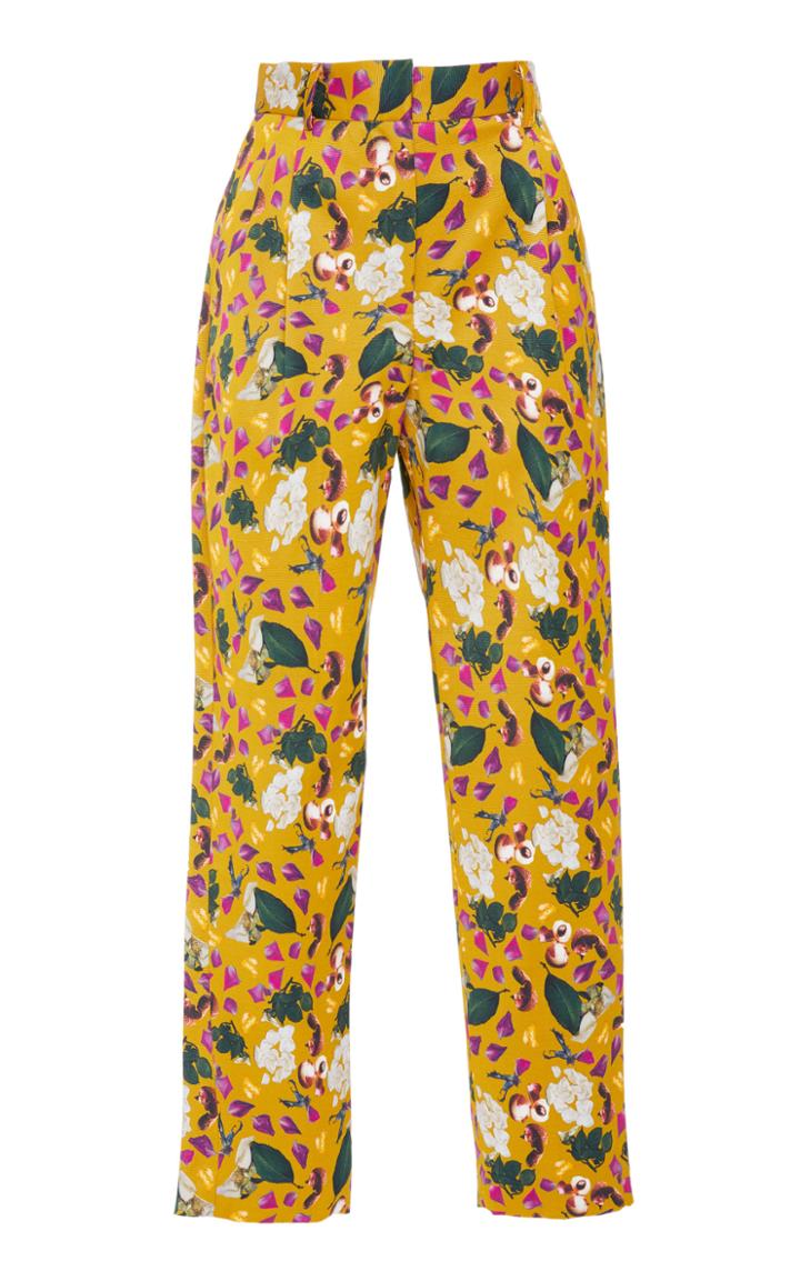 Christine Alcalay Pleated Silk Printed Trouser